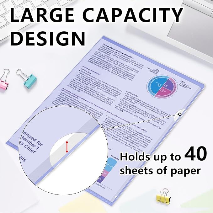 HOUYEE 30 Pack Clear Document Folders, L-Type Plastic File Folder Sleeves - Image 5