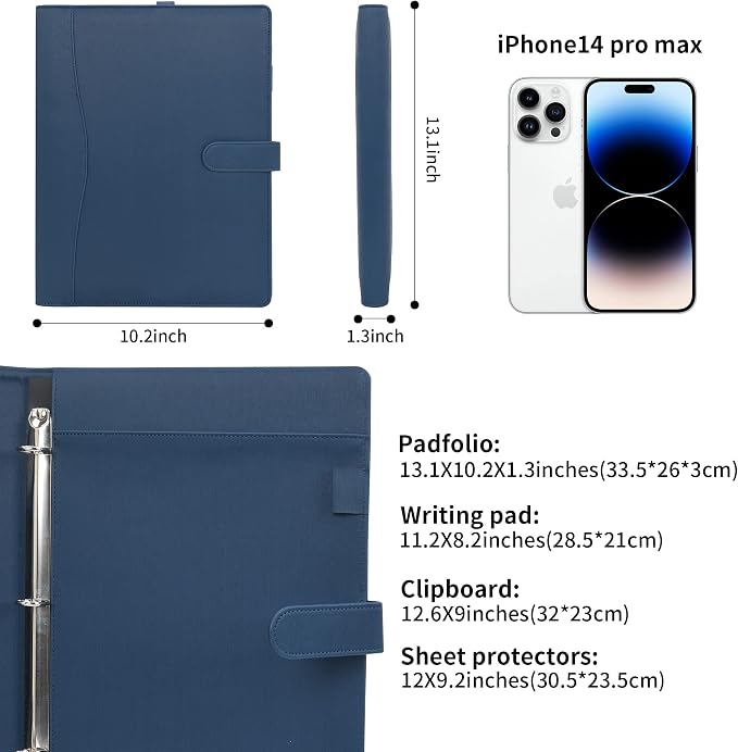 Wonderpool A4 PU Leather Portfolio Holder Ring File Document Case - Image 6