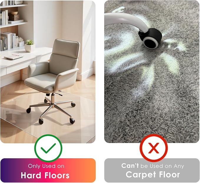 Kuyal Clear Chair mat for Hardwood Floor 46 x 60 inches Transparent Floor Mats - Image 2