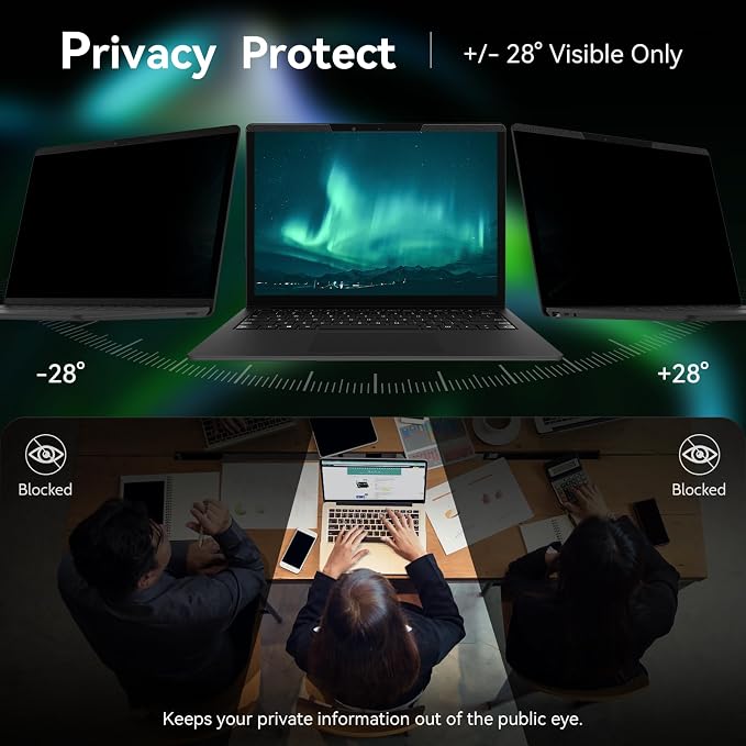 Magnetic Laptop Privacy Screen 14 Inch 16:9 Aspect Ratio Anti-Glare Blue Light - Image 3