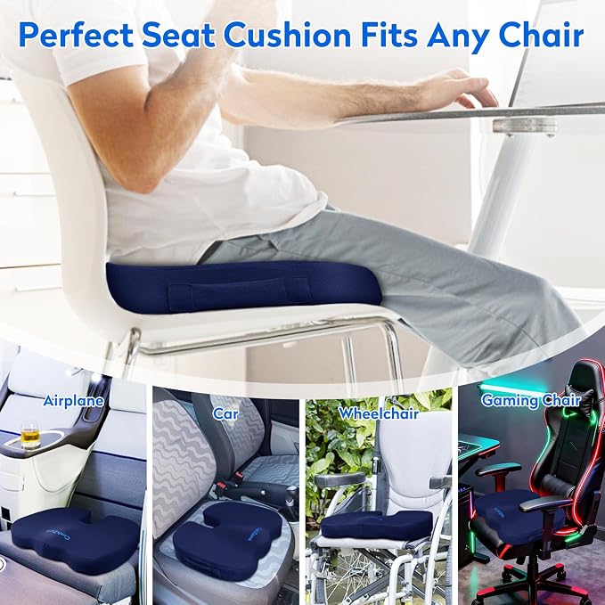 CushZone Office Chair Cushions, Memory Foam Coccyx Cushion - Image 5