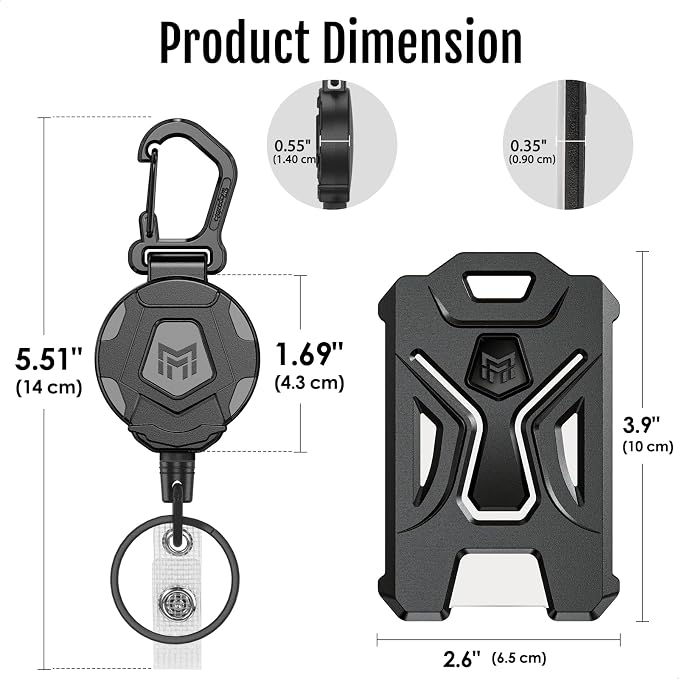 MNGARISTA 2-Pack Retractable Badge Holder, Heavy Duty Carabiner Keychain - Image 4