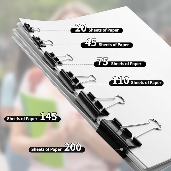 125Pcs Binder Clips Colored, Binder Clips Assorted Sizes, 6 Sizes Binder Paper - Image 5