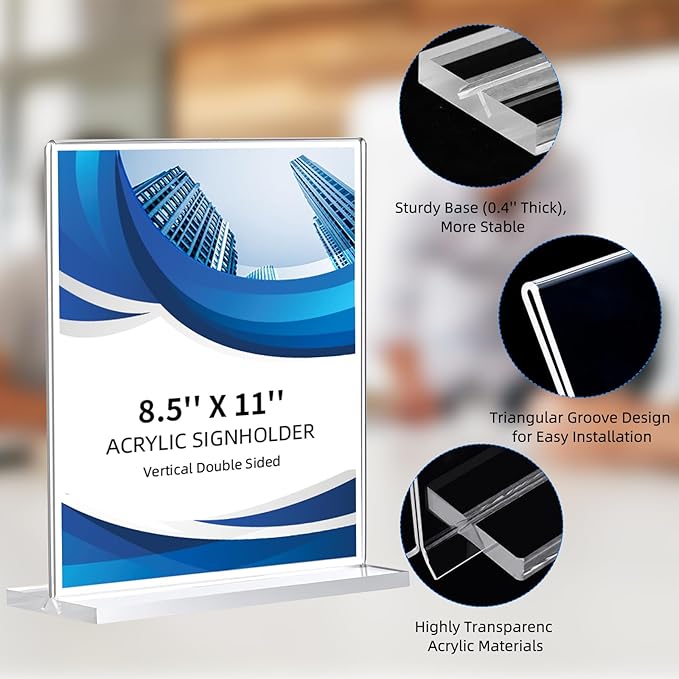 18 Pack Acrylic Sign Holder 8.5 x 11, Double-Sided Clear Sign Holder Plastic - Image 5