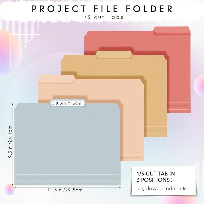 24 Pcs File Folders 9.5x11.6 Inch Manilla Folders Letter Size - Image 2