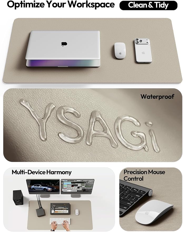 YSAGi Leather Desk Protector, Office Mat, Large Mouse Mat, Non-Slip PU Leather - Image 8
