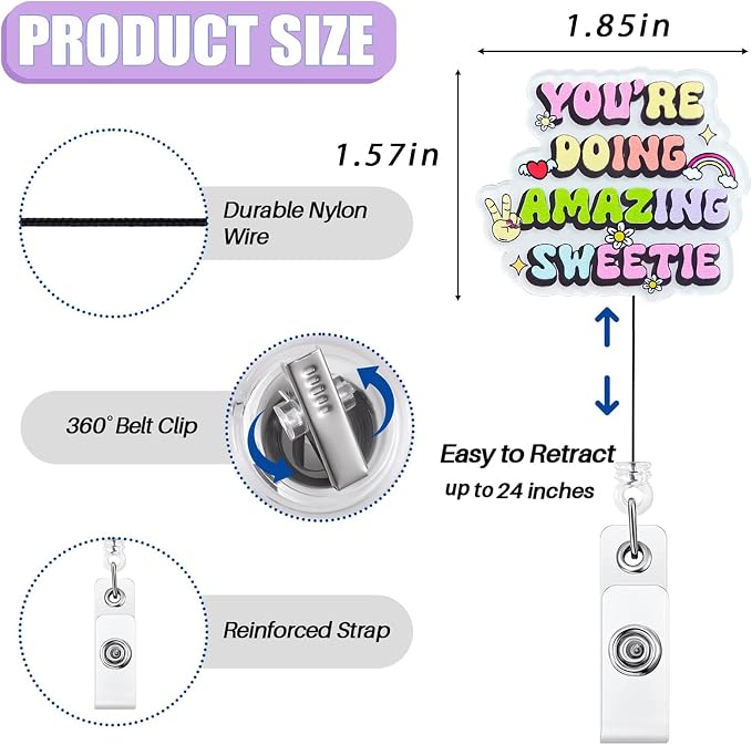 You're Doing Amazing Sweetie Badge Reel Retractable, Funny Badge Reel - Image 2
