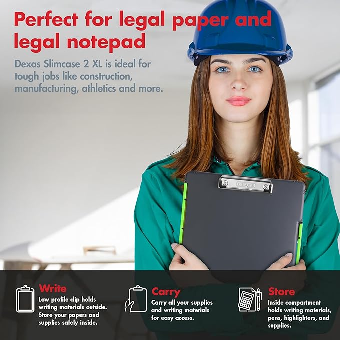 Dexas Legal Size XL Slimcase 2 Storage Clipboard, 15.5" x 10.5" - Image 4