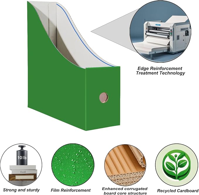 Limitliho Cardboard Magazine Holder, Sturdy Book Bins - Image 2