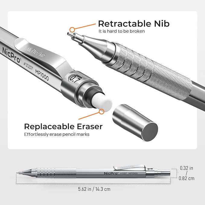 Nicpro 0.7 Metal Mechanical Pencil Set - Image 3