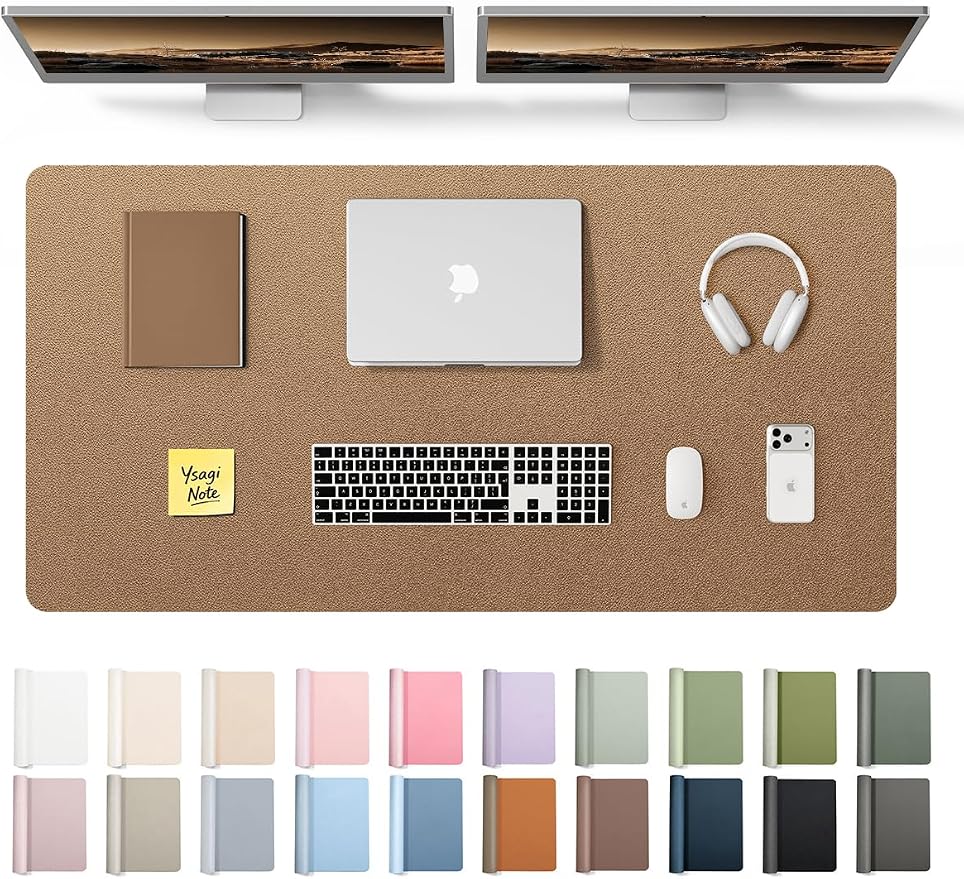 YSAGi Leather Desk Pad Protector, Office Desk Mat, Large Mouse Pad, Non-Slip PU by YSAGi