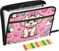 Expanding File Folder Pink Bow Dog Bone Rainbow Accordion File Organizer 13 by ALAZA