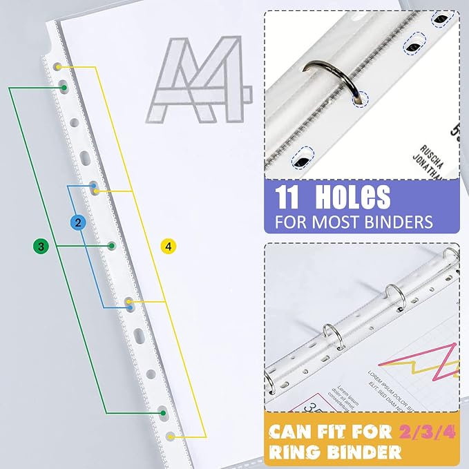 5 Set of 40 Pack A4 Plastic Sleeves Binder Index Dividers Pocket Dividers - Image 3