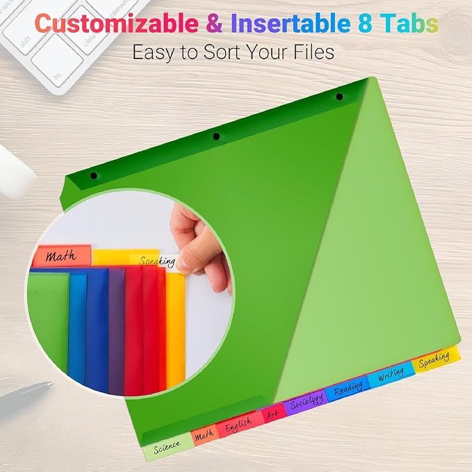 8-Tab Dividers for 3-Ring Binders, 3 Holes Index Dividers - Image 3