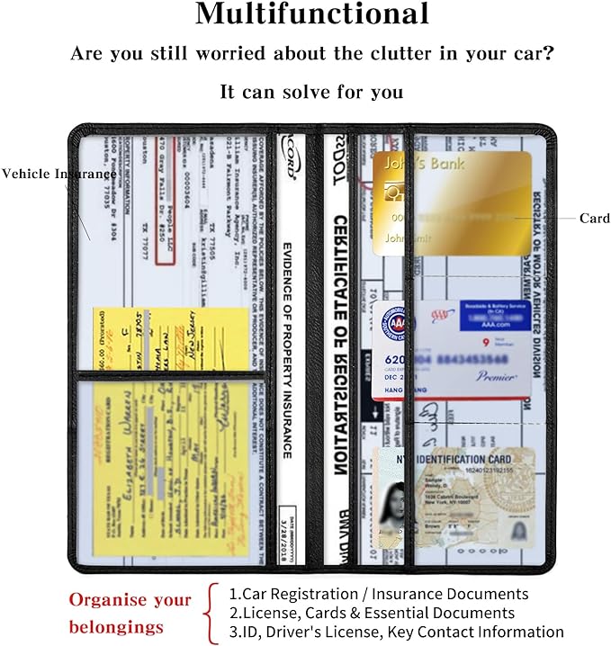 TILDOSAC Leather Car Registration and Insurance Card Holder, Car Document Holder - Image 2