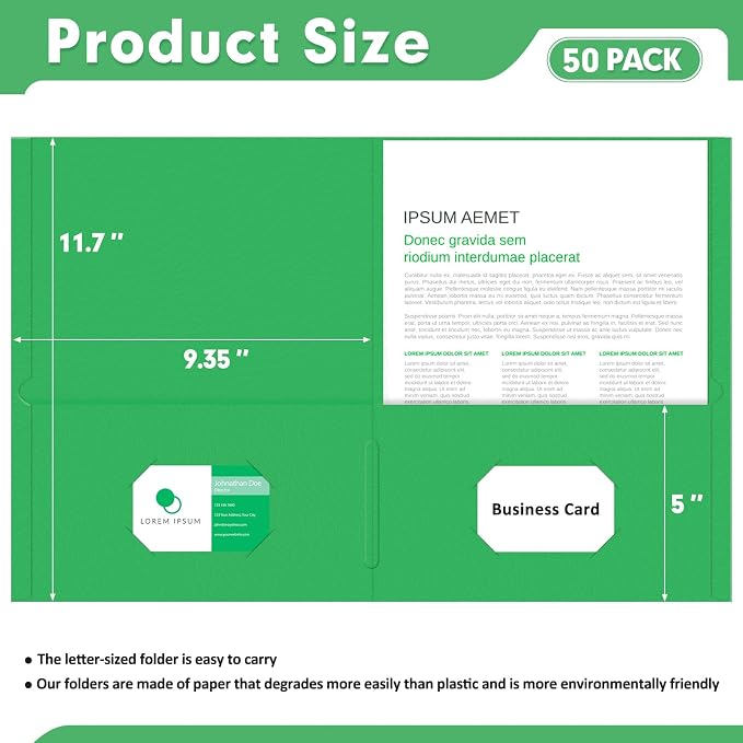 Two Pocket Folders, PANDRI 50 Pack 2 Pocket Folders, Letter Size Paper File - Image 2