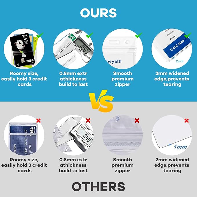ABEYATH 50Pack Extra Thick ID Card Name Badge Holder Heavy Duty Waterproof - Image 5