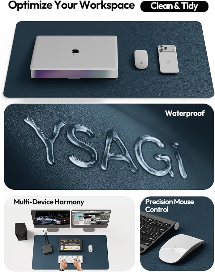 YSAGi Leather Desk Pad Protector, Office Desk Mat, Large Mouse Pad, Non-Slip PU - Image 9
