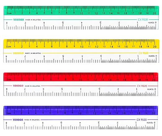 8 inch/20 cm Rulers. Pack of 12 of Premium Quality Plastic Transparent Rulers | by YosogoEnterprise