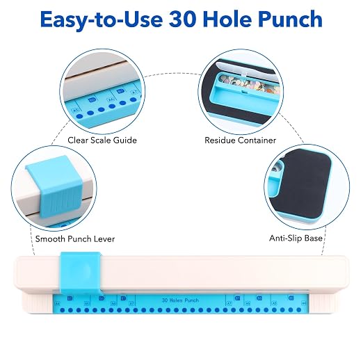 2 Pcs/Sets 30 Holes Binding Punch and Tab Machine, Loose Leaf Paper Punch - Image 5