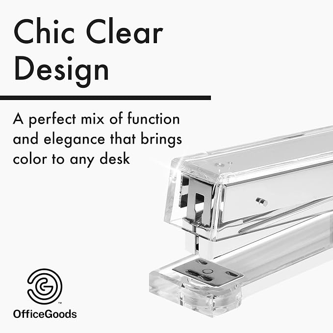 OfficeGoods Acrylic Stapler – Aesthetic & Durable Silver Desk Staple - Image 2