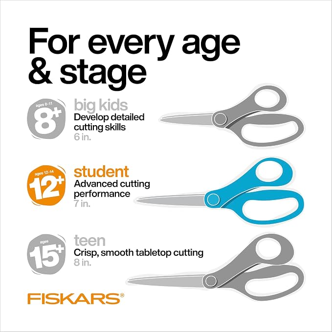Fiskars 7" SoftGrip Left-Handed Student Glitter Scissors - Image 4