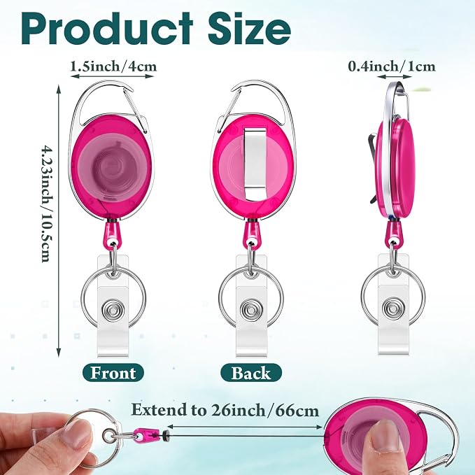 Honoson 50 Pcs Heavy Duty Retractable Badge Reels Batch ID Badge Holder - Image 2