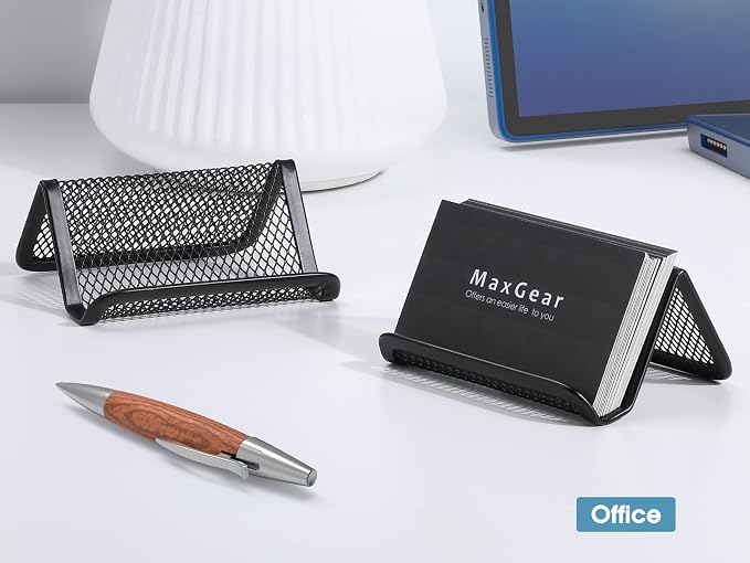 MaxGear Mesh Business Card Holder 6 Pack | Black Metal Mesh Business Card Stand - Image 2