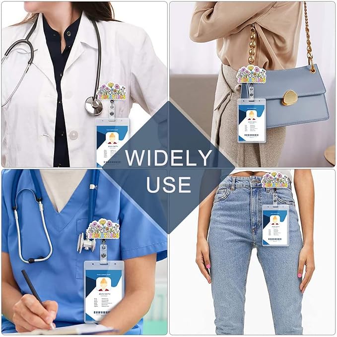Cute Pediatrics Badge Reel Retractable, Elegant Floral Pediatric Nurse Badge ID - Image 6