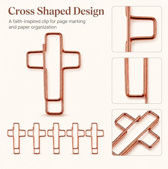 210 Pack Rose Cross Paper Clips, Decorative Paper Clips and Bookmarks - Image 3