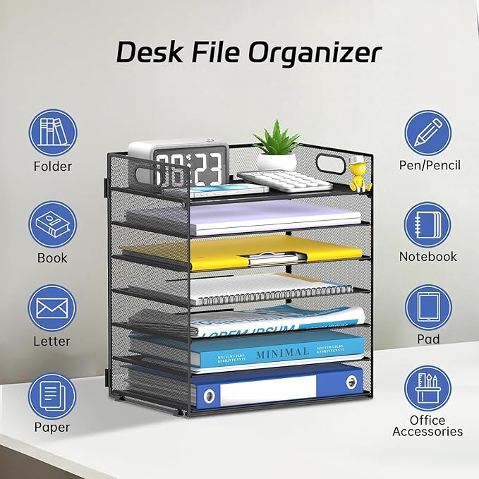 7-Tier Paper Organizer for Desk, Letter Tray - Image 3