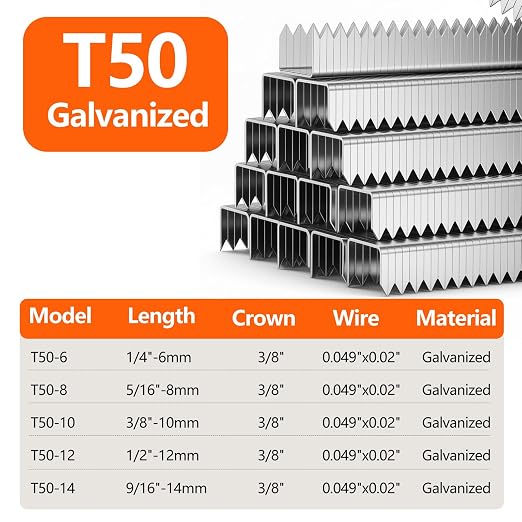 Heavy Duty T50 Staples 1580-Count 4 Sizes Includes: 5/16", 9/16" Beveled - Image 2