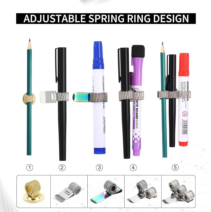 PATIKIL 2Pcs Pen Holder Clips, Metal Pen Clip Holder Adjustable Loop Pen Pencil - Image 3