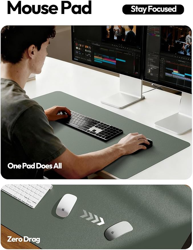 YSAGi Leather Desk Pad Protector, Office Desk Mat, Large Mouse Pad, Non-Slip PU - Image 5
