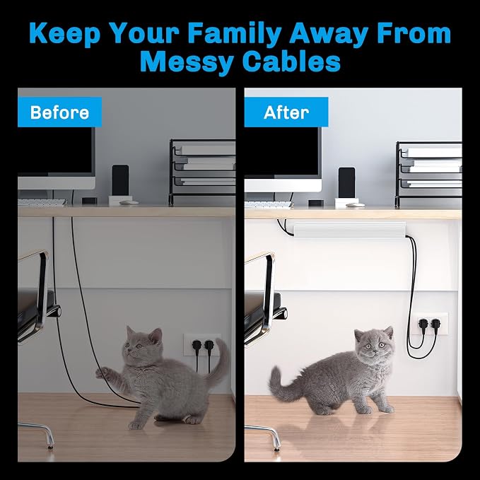 Delamu 2 Pack Safe 15.7in Tidy Cable Management Solution, Protect Kids Pets - Image 9