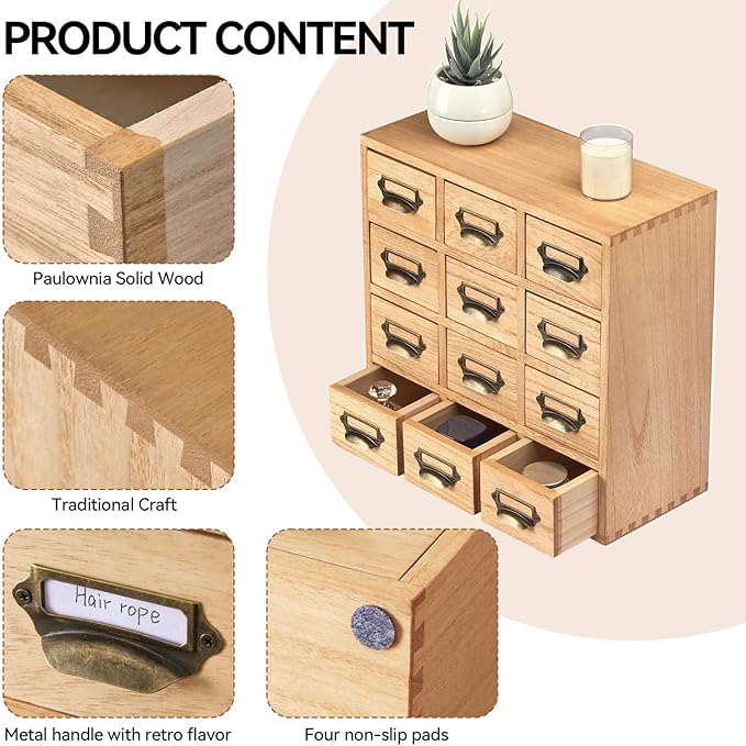 KIRIGEN Wood Drawer Organizer Desktop Storage Cabinet Box Drawers - Image 5