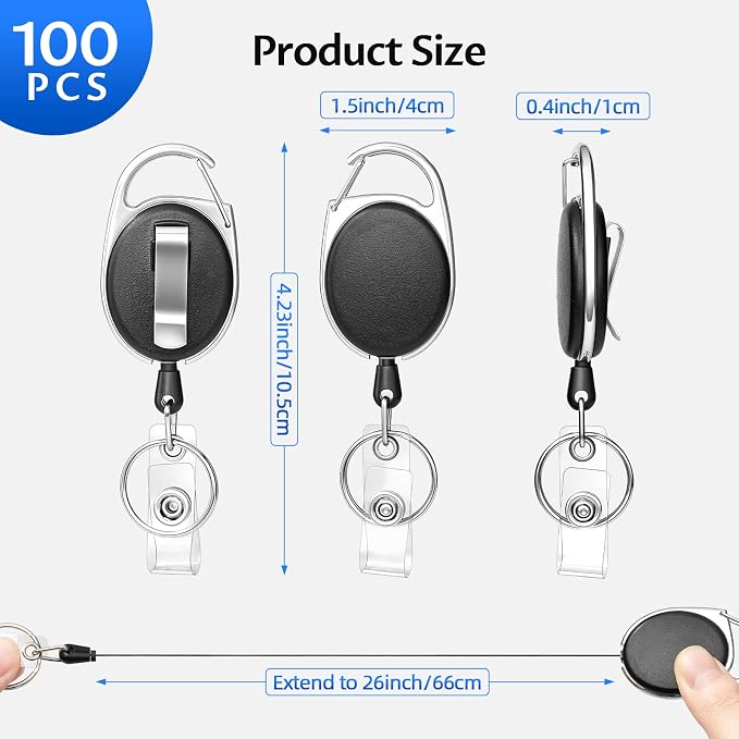 Simetufy 150 Pack Retractable Badge Reels - Image 2