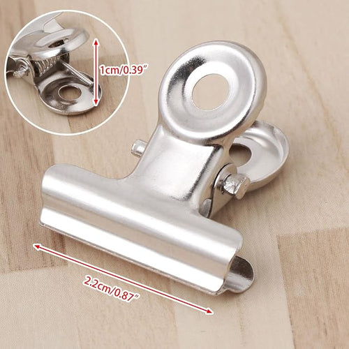 10 Pack 22mm Metal Binder Clips, Small Stainless Steel Bulldog Clamps - Image 2