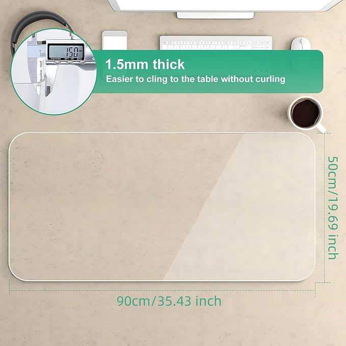 NATRKE Clear Desk Mat Pad, 35.4"x19.7" Large Transparent Computer Desk Mat - Image 8