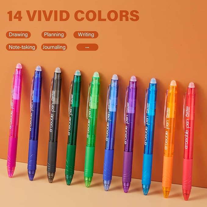 ParKoo Retractable Erasable Gel Pens Clicker 14 Colors, Fine Point 0.7mm - Image 5