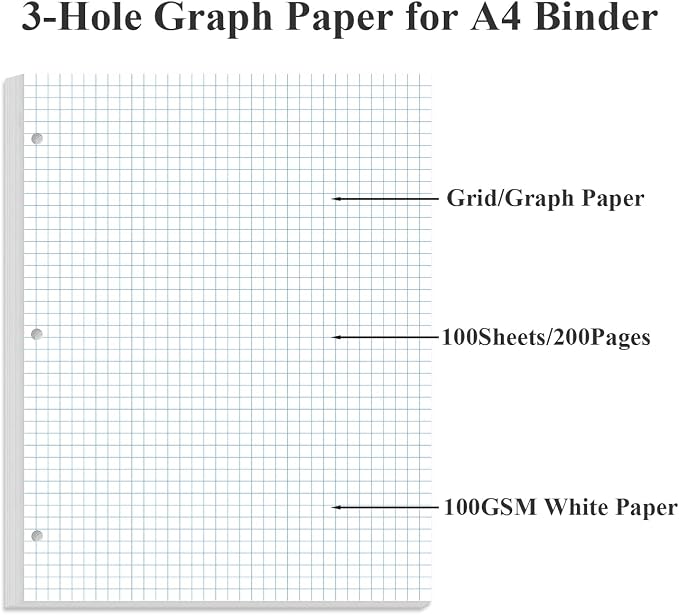 Grid Paper - 3 Hole Graph Paper, Letter Size 300 Sheets/600 Pages Loose-Leaf - Image 4