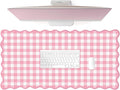 Scalloped‌ Pink Checkered Gingham Desk Mat Cute Pastel Large Mouse Pad Kawaii by Unknown
