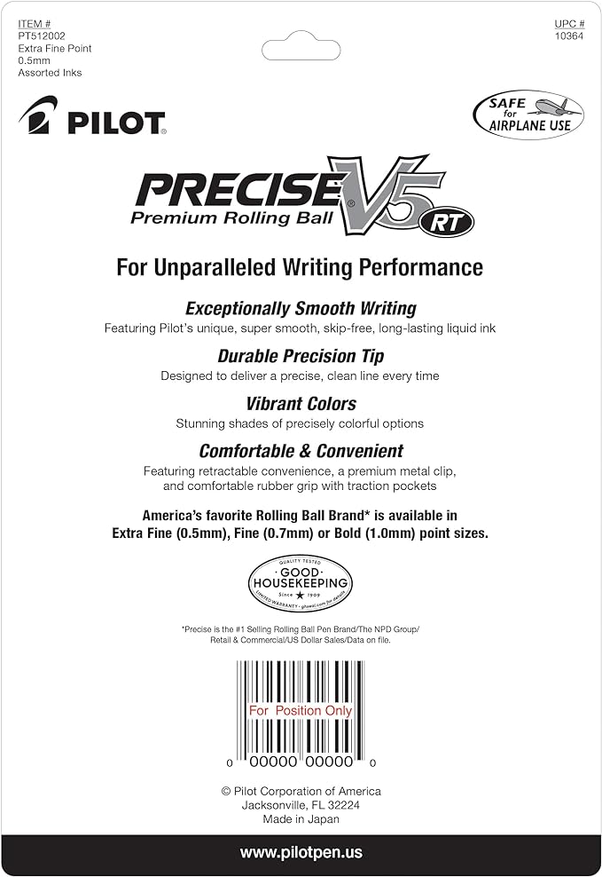 Pilot Precise V5 RT Refillable & Retractable Rolling Ball Pens, Extra Fine - Image 2