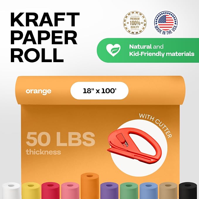 Orange Kraft Paper Roll 18" x 1200" - Image 2