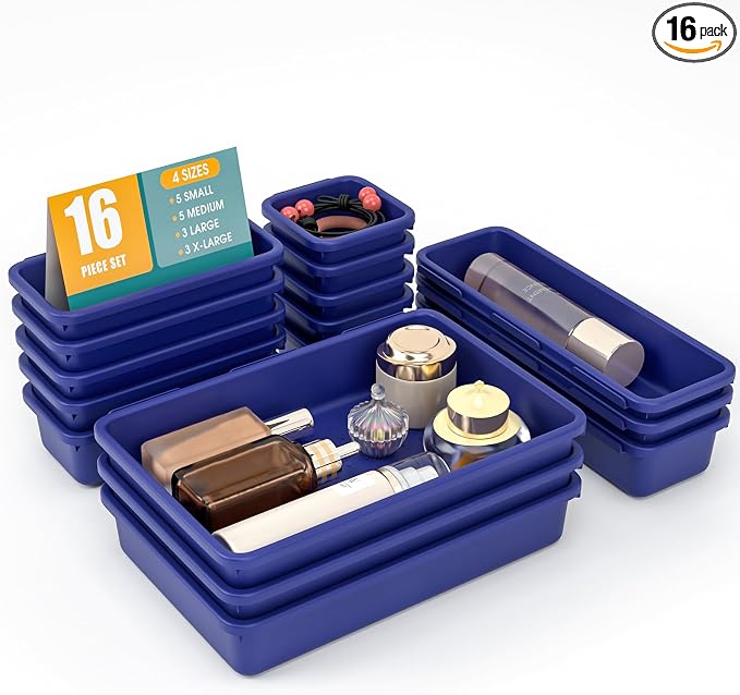 16 PCS Drawer Organizer Set, 4 Size Makeup Drawer Divider Organizer by StoreHappily