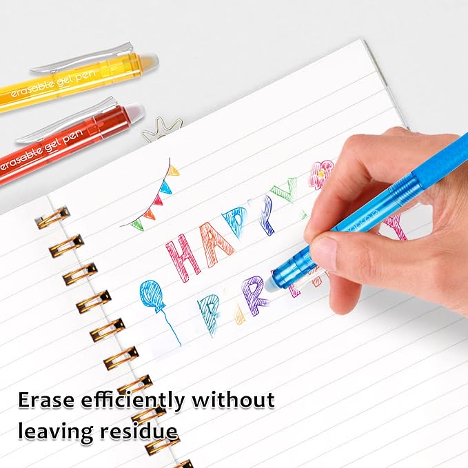 Lineon Erasable Gel Pens, 22 Colors Retractable Erasable Pens Clicker - Image 5