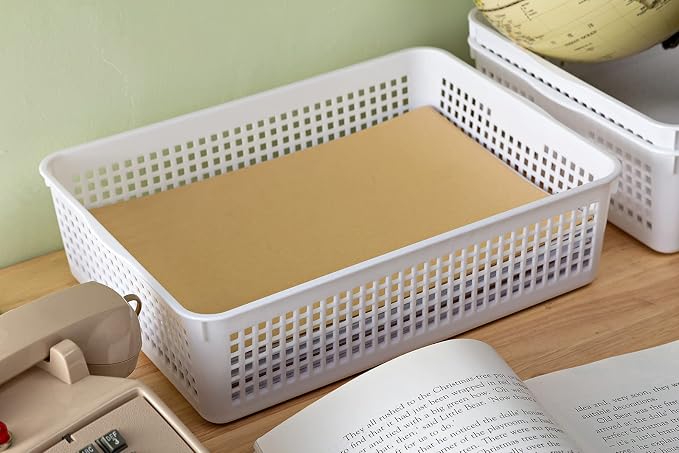 Eslite A4 Size Plastic Storage Basket, Desktop File Paper Letter Organizer Tray - Image 6