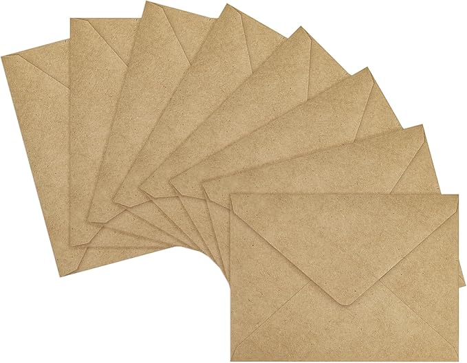 100 Pack A7 Envelopes, Kraft Greeting Card Envelopes Self Seal, 5.24 x 7.24 in by LIKAJON