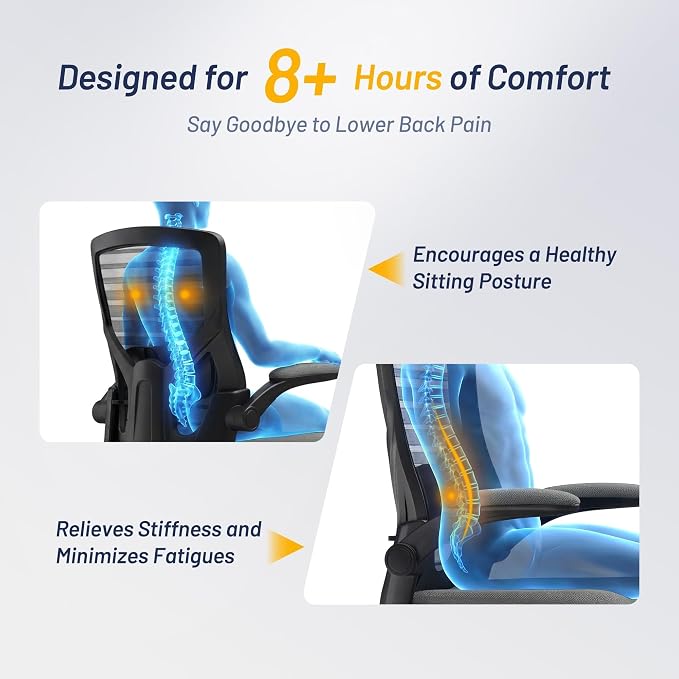 Office Desk Chair for Long Hours & Back Pain Relief – 4“ Thick Molded Foam - Image 4