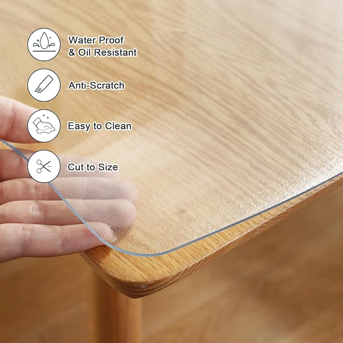 LovePads Frosted Table Cover Protector 48 x 60 Inch, 1.5mm Thick Plastic Table - Image 3